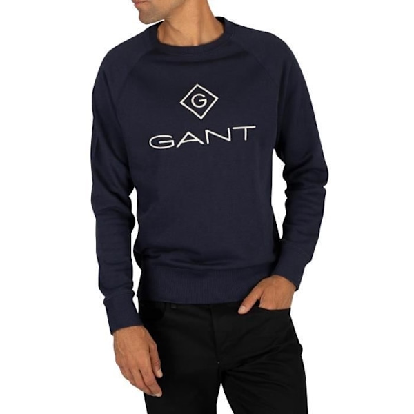 Sweatshirt - Gant - Lock Up - Blå - Högkvalitativ bomull - Broderad logotyp Blå XL