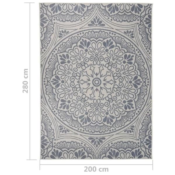 vidaXL Flatweave Outdoor Matta 200x280 cm Blått mönster
