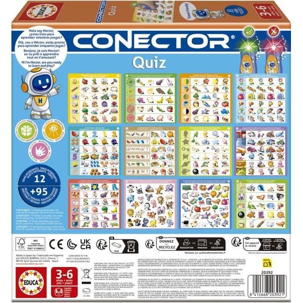 Conector Quiz - Utbildningsspel - EDUCA - 90 frågor, 12 teman, bokformat - Från 3 år