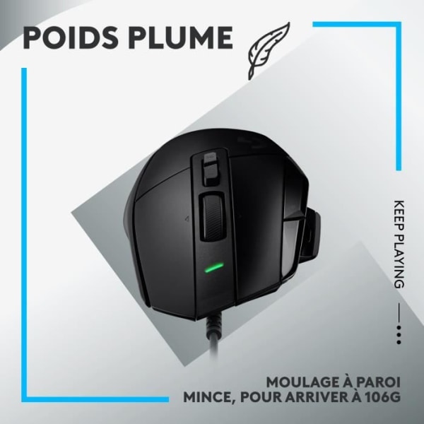 Logitech - G502 X Wired Gaming Mus - LIGHTFORCE optisk-mekanisk hybrid primära knappar, HERO 25K Gaming Sensor - Svart