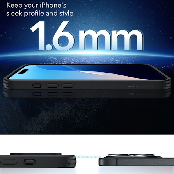 iPhone 16 Pro Max Fodral - ESR Classic Hybrid HaloLock - Frostad Svart Frostade Svart