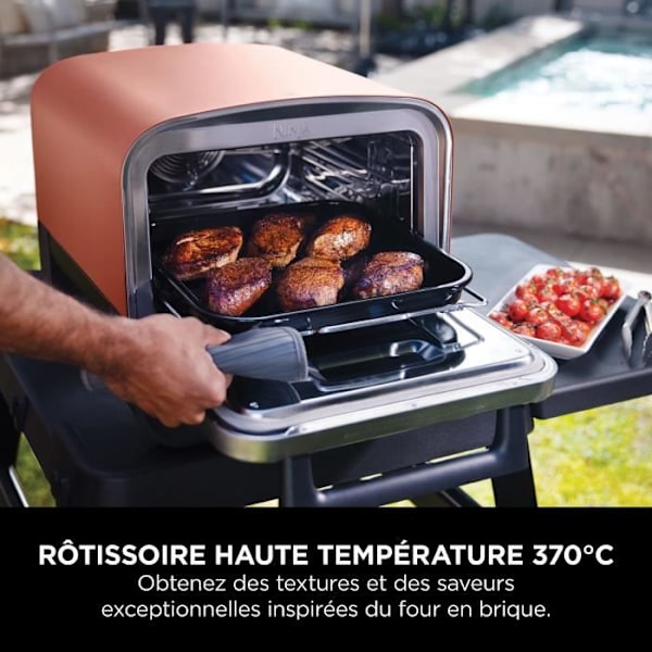 NINJA Pizzaugn - Woodfire OO101EU - 8 tillagningsprogram - Upp till 370°C - 2400W Grå och svart