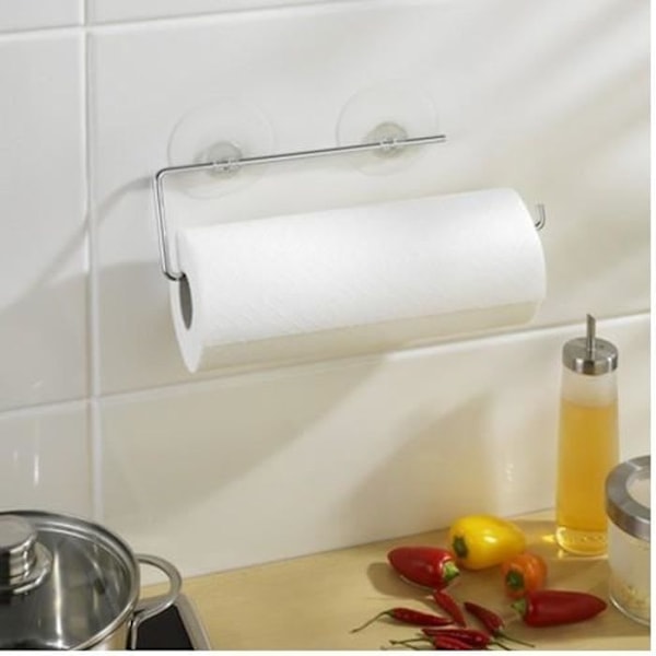 Väggmonterad pappershanddukshållare - WENKO - Static-Loc® - Metall - Silver - Omplacerbar sugkopp Pengar