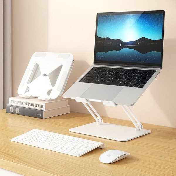 Stöd för bärbar dator - MEDIA-TECH - LAPTOP STAND MT2661W - Polygonal justering - Fällbar - Höjd 17 cm