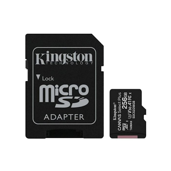 KINGSTON Canvas Select Plus 256GB A1 / Video Class V30 microSDXC UHS-I minneskort