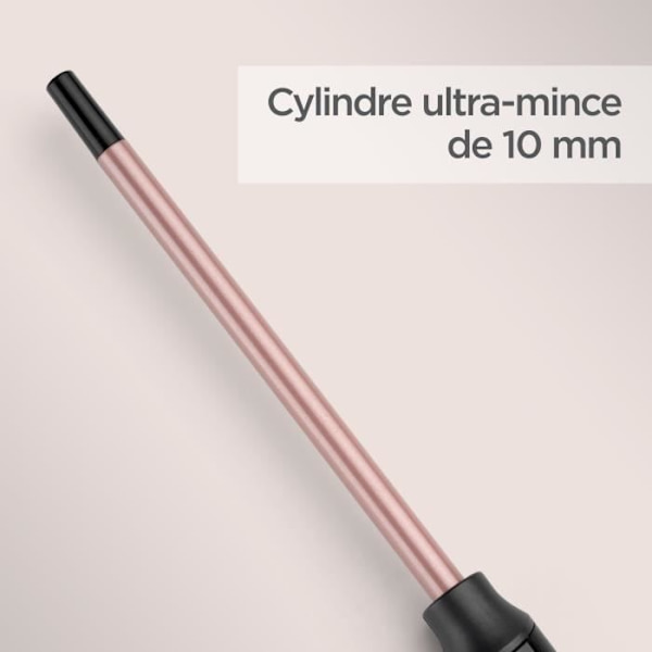 BABYLISS C449E manuell curler - Diameter 10 mm - Ultrasnabb uppvärmning - Värmebeständig matta och handske svart och rosa