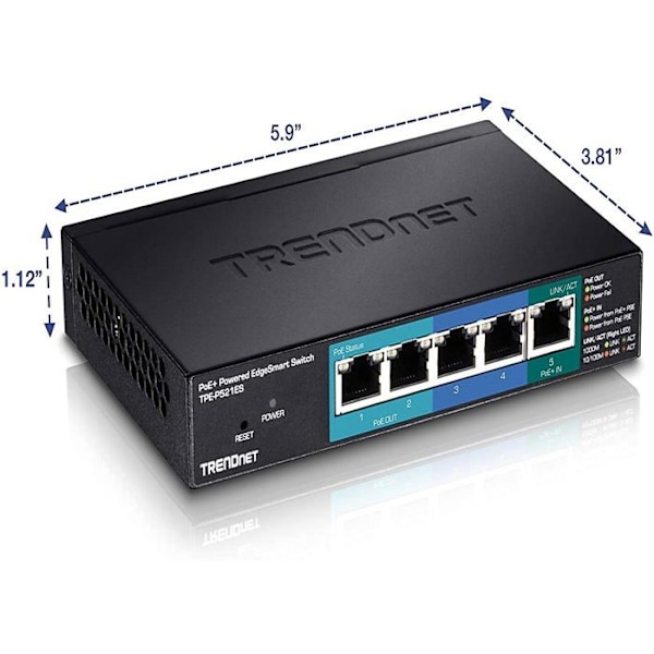 Intelligent switch - TRENDnet - TPE-P521ES - 5 portar - PoE+ - Gigabit Ethernet
