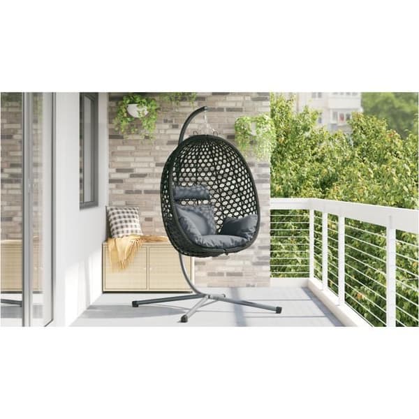 Hängande Äggstol med Stöd i Anthracite Poly Rattan