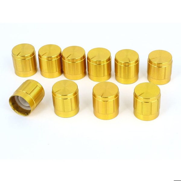 Potentiometer-knapp - SOURCING MAP - 10 st - 6 mm diameter - Guld - Rotationskontroll gyllene