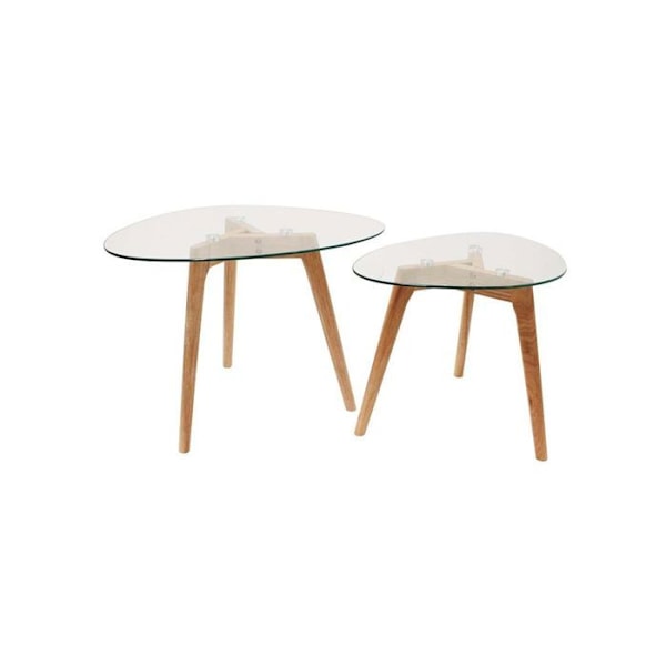 Set med 2 vita härdade glasstensbord