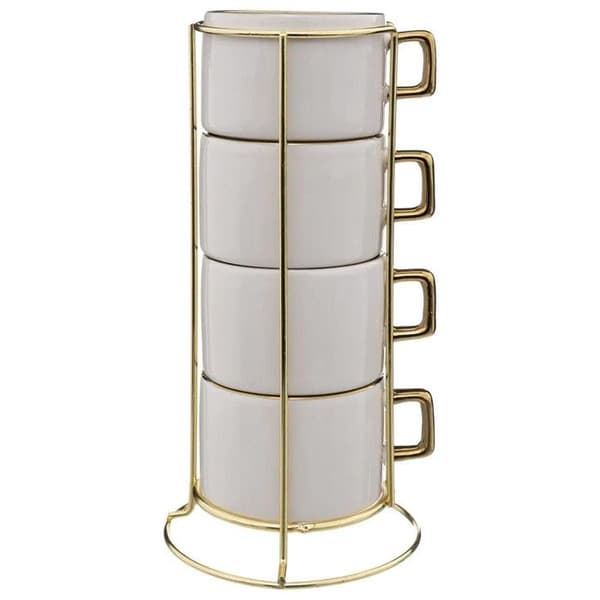 Set med 4 koppar på ställ "Arya" 17cl Vit Vit
