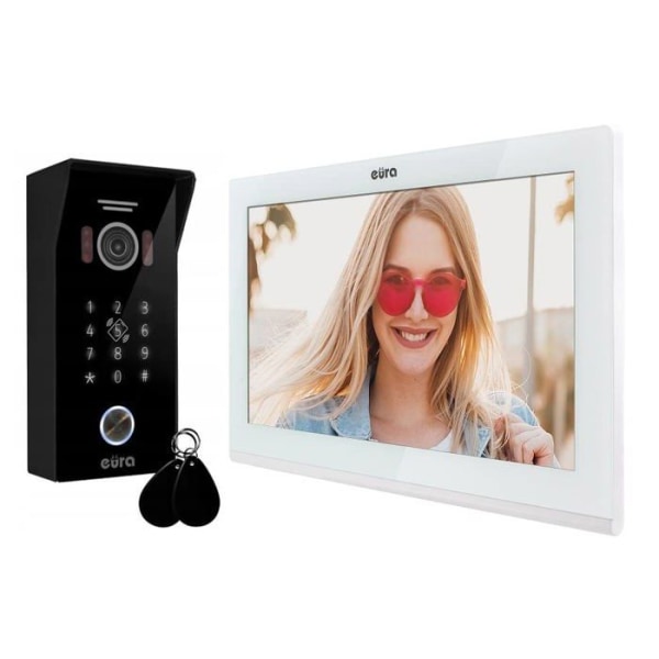 Eura intercom - videotelefon - VDP-99C5 - 4-tråds videointercom 10 tum 2 WiFi-ingångar RFID-kryptering 1080p Vit