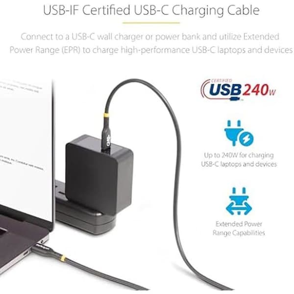USB-C-laddkabel - STARTECH.COM - 1m - 240W PD EPR - Certifierad USB-IF - USB 2.0 Typ-C