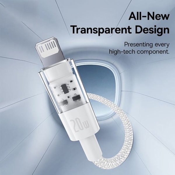 USB-C till Lightning-kabel, Snabbladdning 20W, 1m - Baseus Gem (P103737300121211-00) - Mångfaldig vit