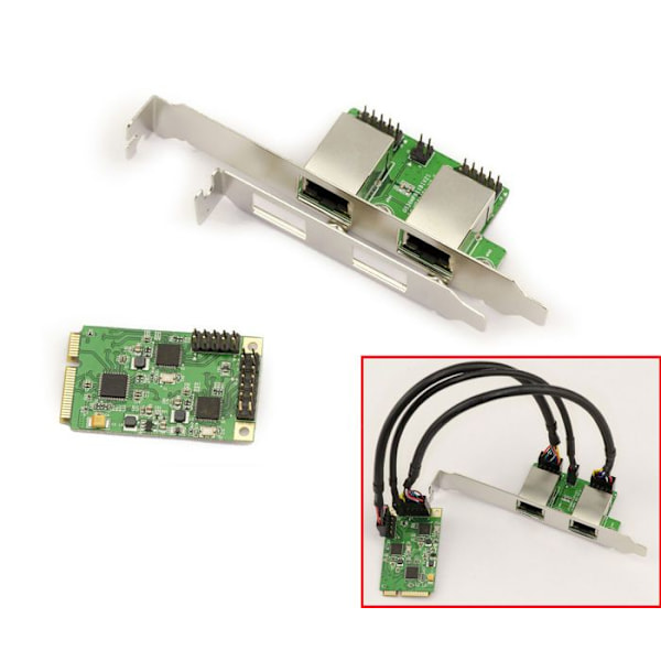 Mini PCI Express 2-PORTAR LAN LAN NÄTVERK GIGABIT ethernet-kort med dubbla Realtek RTL8111-kretsuppsättningar