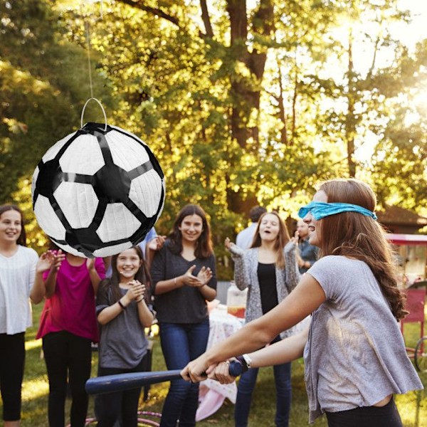 Relaxdays hängande pinata fotbollsboll, för barn, att fylla, födelsedagsdekoration, vit-svart vit svart