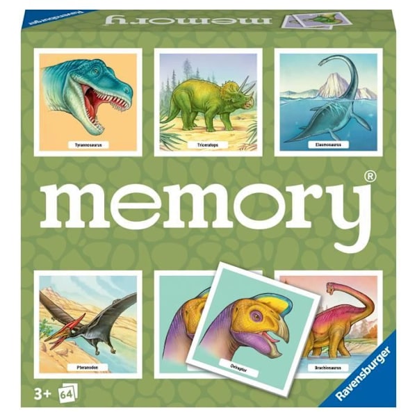 Grand memory® Dinosaurs, pedagogiskt spel, association och memorering, från 3 år, 20924, Ravensburger Flerfärgad