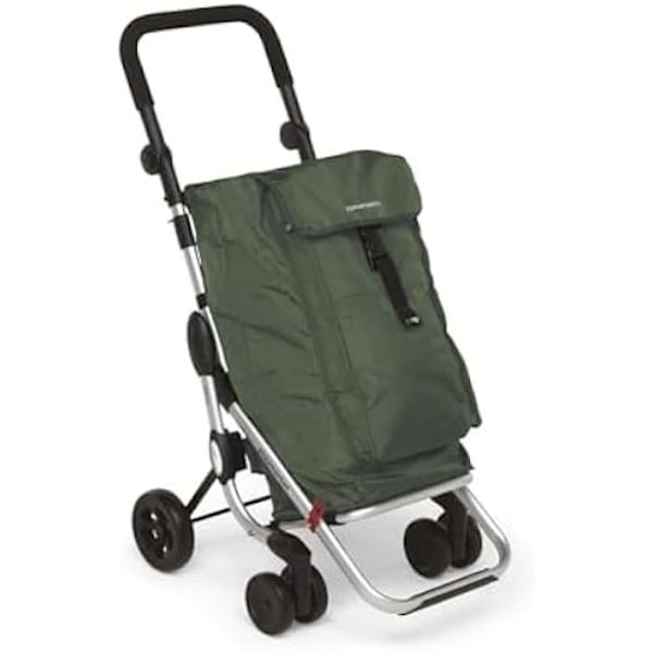 Foppapedretti Go Up hopfällbar shoppingvagn - Olive - Kapacitet 38L - Isolerad väska 6L Oliv