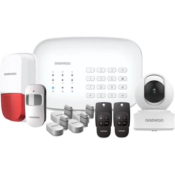 DAEWOO SA602 anslutet larmpaket - Larmcentral med siren och reservbatteri Vit