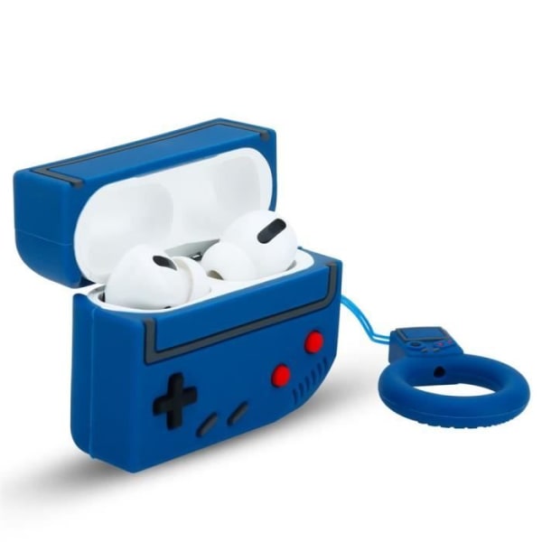 Cadorabo Fodral för Apple AirPods PRO 2 Design Retro Game Blå Bärbara Silikonhörlurar 3D Fodral Nyckelring