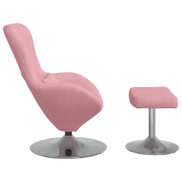 Äggfåtölj med fotstöd i rosa sammet
