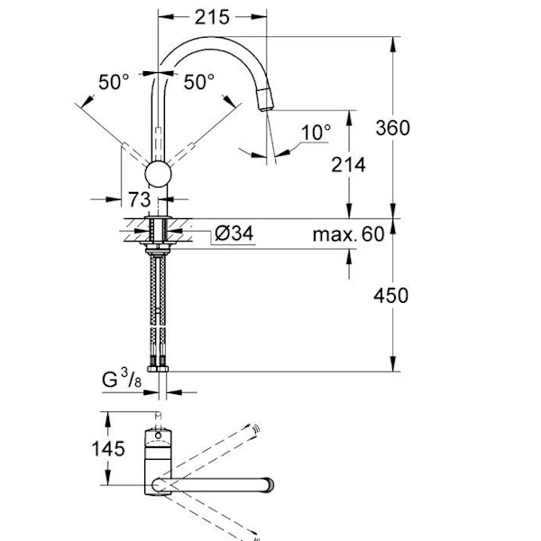 GROHE Minta, Krom, 4,6 cm