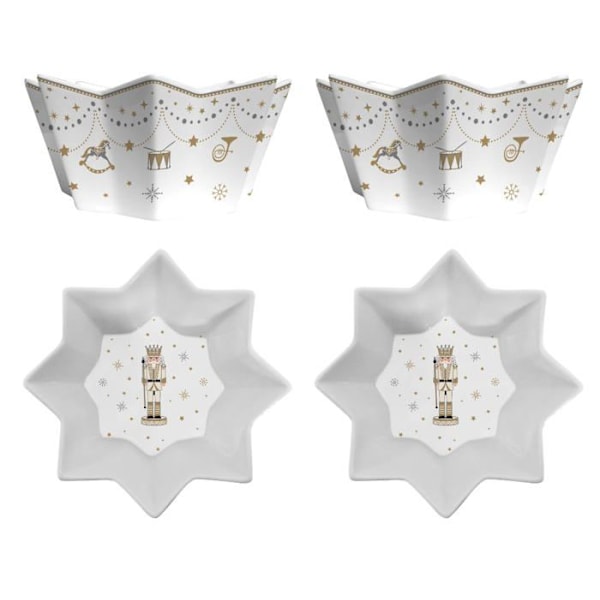 Set med engångsgods Easy life - 1008RNUT - GÅVOBEHÅLLARE 2 SKÅLAR STJÄRNA D14CM I PORSLIN ROYAL NUTCRACKER