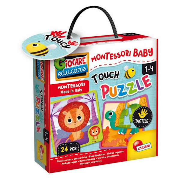 Lisciani - Montessori Baby - Taktilt pussel - Utbildningsspel - 6 pussel med 4 bitar vardera - För barn från 1 till 4 år gamla