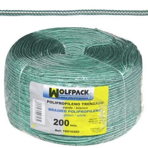 Polypropen flätat rep vit/grön (rulle 200