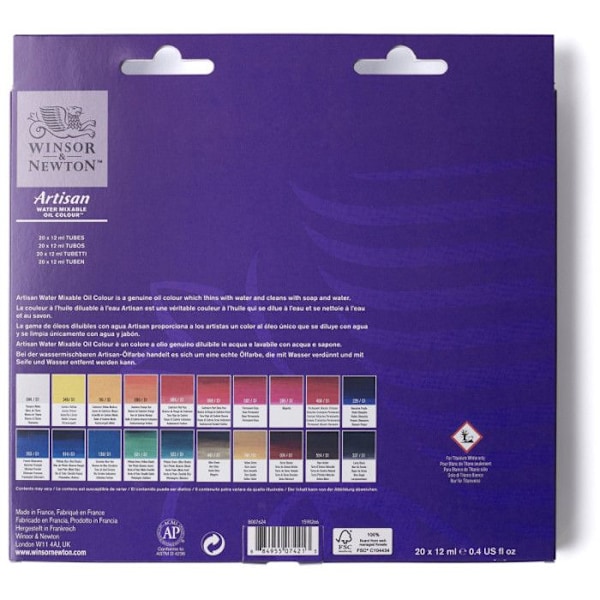 Initiation Artisan oljefärgset 20 tuber med 12ml Winsor och Newton Blandade 20 oljefärger på 12 ml var