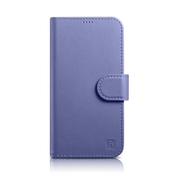 Ljust lila 2-i-1 plånboksfodral i läder för iPhone 14 Pro Max, RFID-skydd.