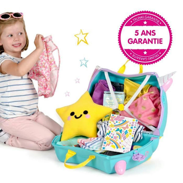 Trunki barnvagnsresväska och handbagage för barn: Una Unicorn hjulväska (blågrönt) Turkos, gult och lila