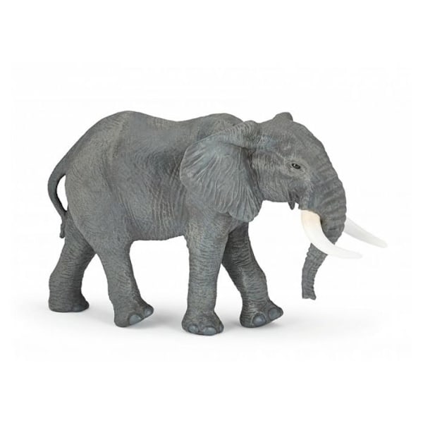 Figurin - PAPO - Stor afrikansk elefant - Grå och vit - För barn från 3 år och uppåt Grå och vit