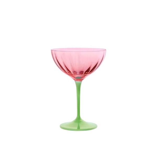 Hem - 1953621 - Set med 6 par Kate Optical champagneglas, rosa med grön stjälk, Cl 21, Glas