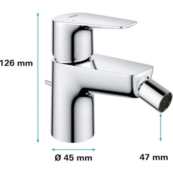 GROHE Start Edge engrepps bidéblandare - Waste Pull - Ekonomisk vattenluftare - Krom