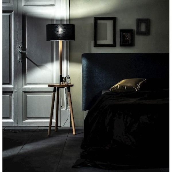 Lampstativ - Acrux - Svart - 40 x 40 x 135 cm - Trä och tyg - E27 max 40W Svart