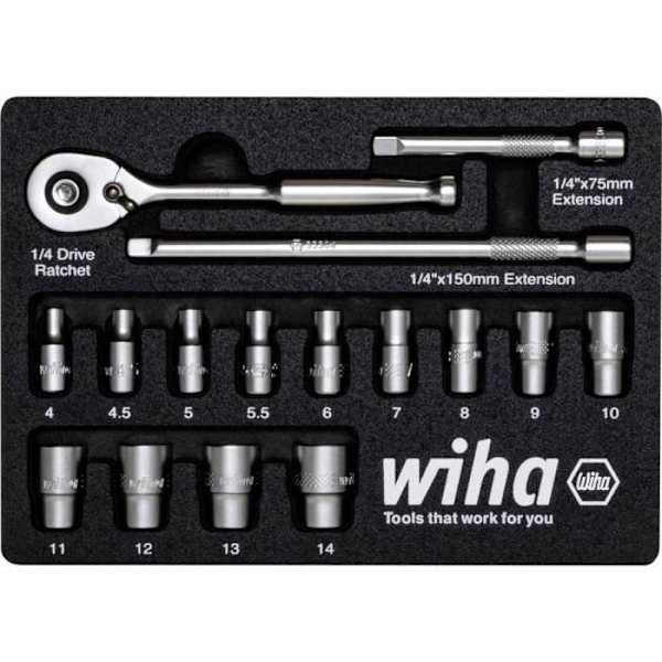 1/4 uttagssats - WIHA - 197 mm - Metall