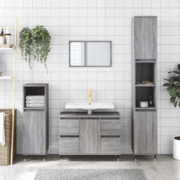 vidaXL Sonoma Badrumsskåp Grå 80x33x60 cm Konstruerat trä 831650