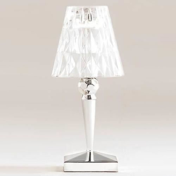 Bärbar lampa - Kartell - Batteri - LED uppladdningsbar - Krom och transparent - H22cm Krom och genomskinlig