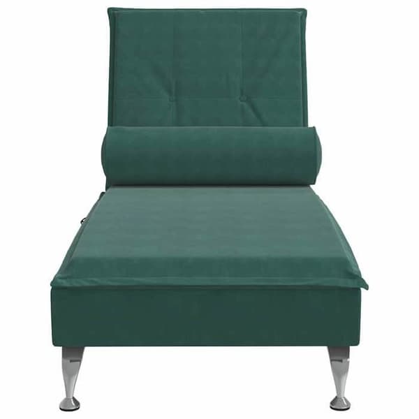 vidaXL Massagestol med mörkgrön sammetstraversin, lång soffstol, sängstol, stol 379452