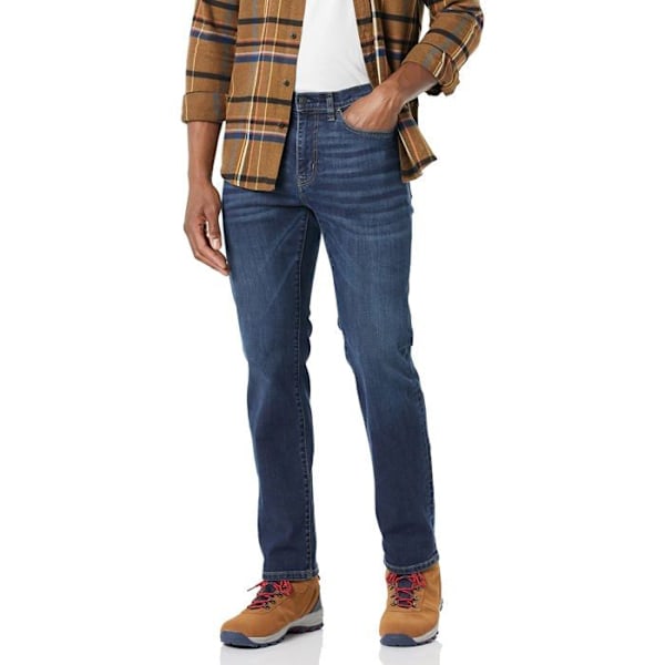 Jeans Essentials - AE-M-F20-PTS-125-AEMJ385-28W x 30L - Amazon Jeans mycket elastiska raka klipp för män Mörk blekt 28