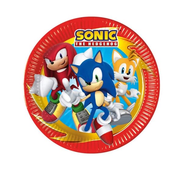 8 Pappersfat Sonic 23 cm Flerfärgad