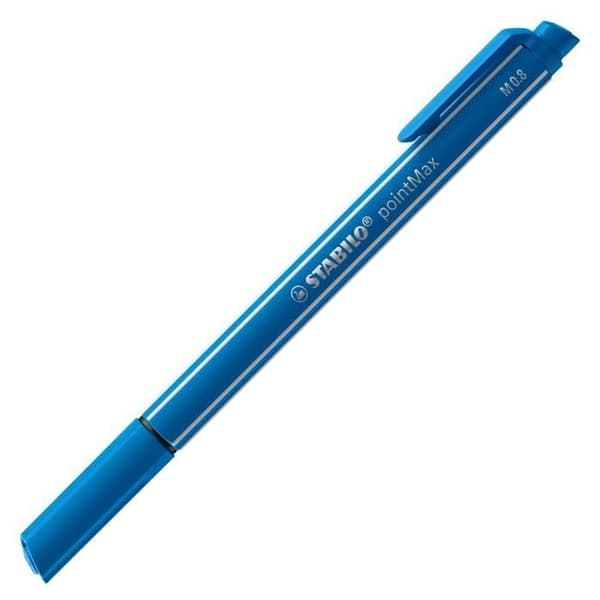 Feutre - STABILO - pointMax - Blå - Medelspets 0,8 mm - Vattenbaserat bläck, ventilationslock Blå
