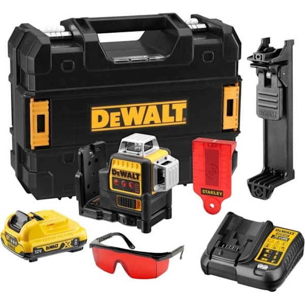 Lasernivå - DEWALT - XR DCE089D1R - 3x360° - Självnivellerande - 50 m räckvidd Röd