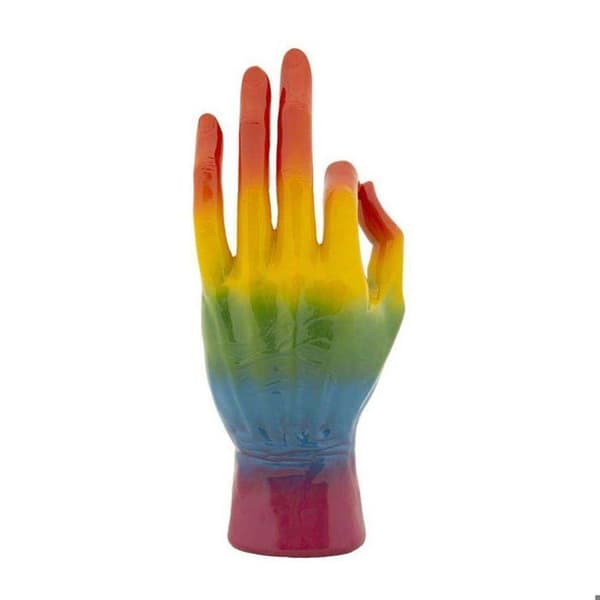 Statuett hand i polyresin Rainbow OK
