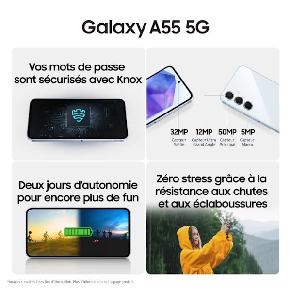 Samsung Galaxy A55 5G 128GB himmelsblå smartphone Blå