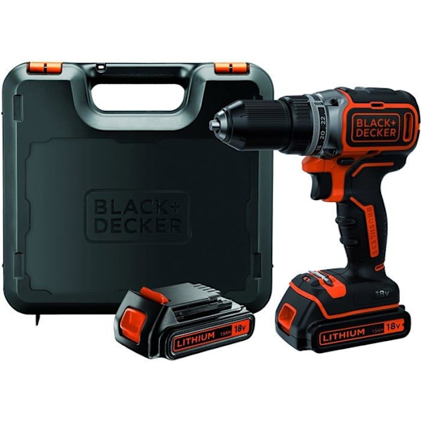 Sladdlös borrskruvmejsel - BLACK+DECKER - BL186KB-QW - 2 hastigheter - 13 mm - 52 N m - 2 18 V batterier