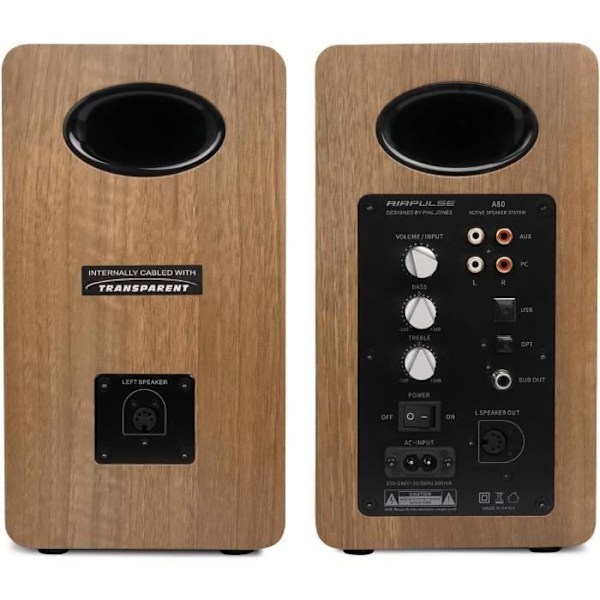 Bokhylla högtalare - Airpulse - A80 - Bluetooth - 40W - HiFi - Brun