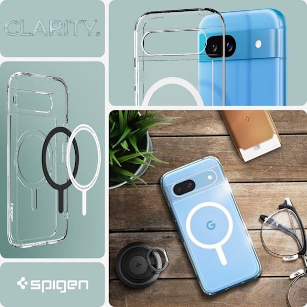 Spigen - ACS07263 - Ultra Hybrid OneTap metallring MagSafe, vit - Google Pixel 8a