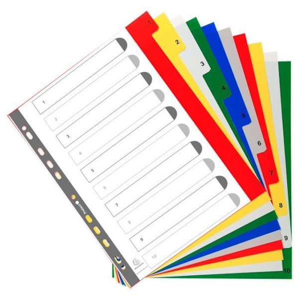 Interkalaire - Exacompta - A4+ - PP - 10 positioner - Färger varierade Olika färger